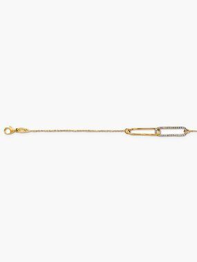 14k Solid Gold Paperclip Bracelet CZ Accent 7 Inch By Tehrani Jewelry